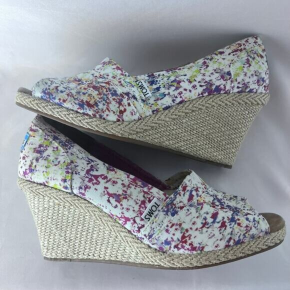TOMS Women's Floral Open Toe Wedges Women's Size 10  Heels - Picture 6 of 7